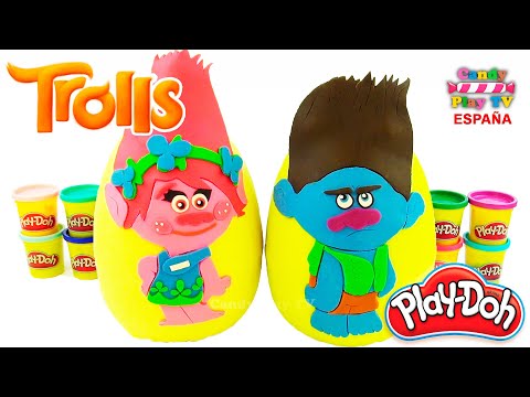 Huevo Sorpresa Gigante Ramón y Poppy Trolls de Plastilina Play Doh en Español | Aprende los colores