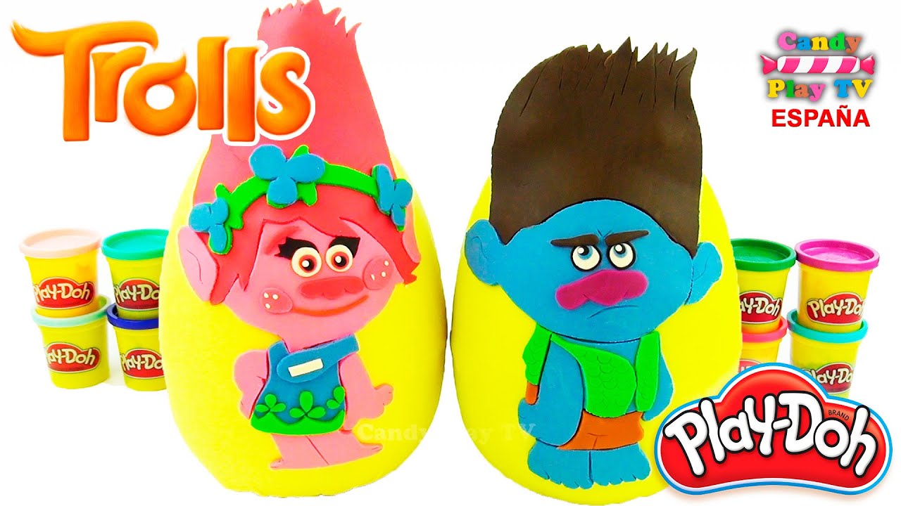 Huevo Sorpresa Gigante Ramón y Poppy Trolls de Plastilina Play Doh en