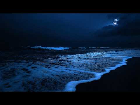 Deep Sleeping Ocean Sounds | Peaceful Waves Crashing on Beach In Night With Fall Asleep Instantly