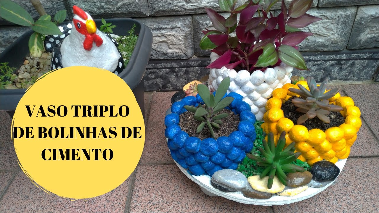 VASO TRIPLO DE BOLINHAS DE CIMENTO