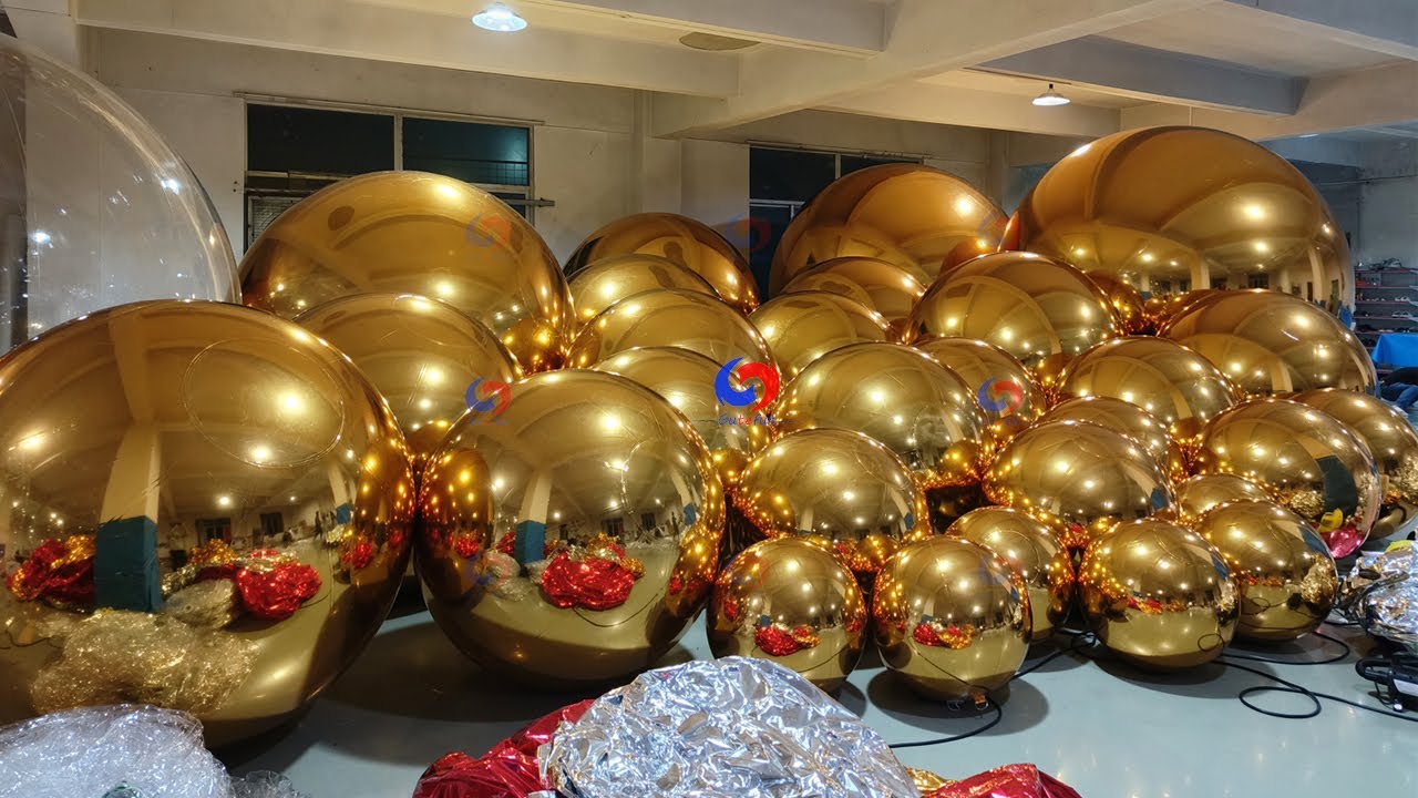 Lighting, Weddings, Corporate, Live Events beautiful decor giant mirror spheres chrome balloons