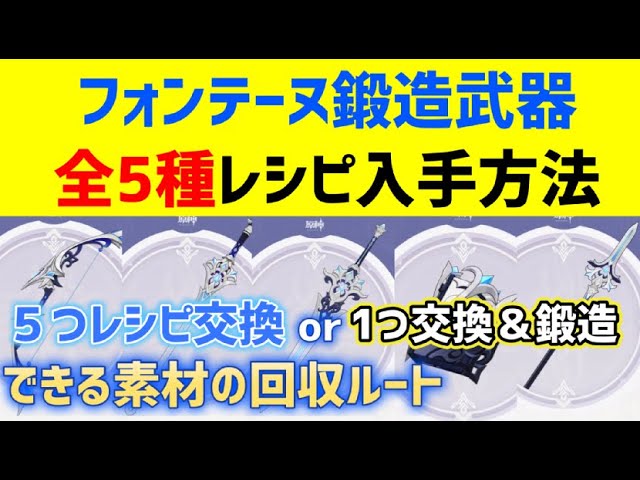 How to obtain all 5 Fontaine-forged weapon recipes, including
