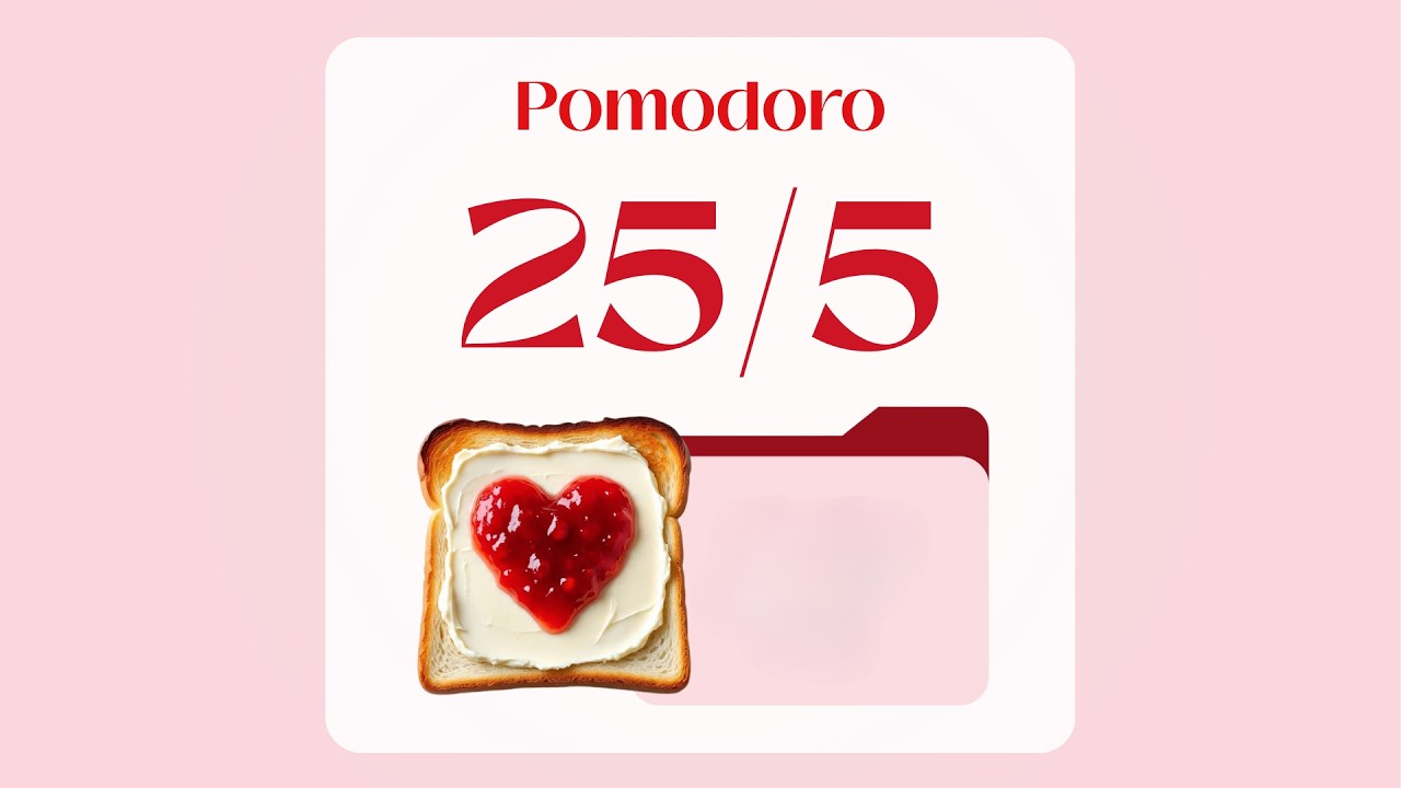 25/5 Pomodoro Timer Valentine's Day | 4x25min | No music | Focus | Study | Break | Productivity
