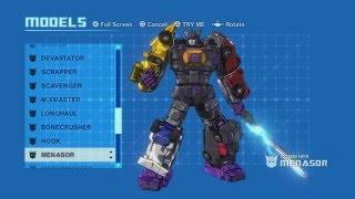 Transformers Devastation: MENASOR (All voice clips, theme, and transformations)