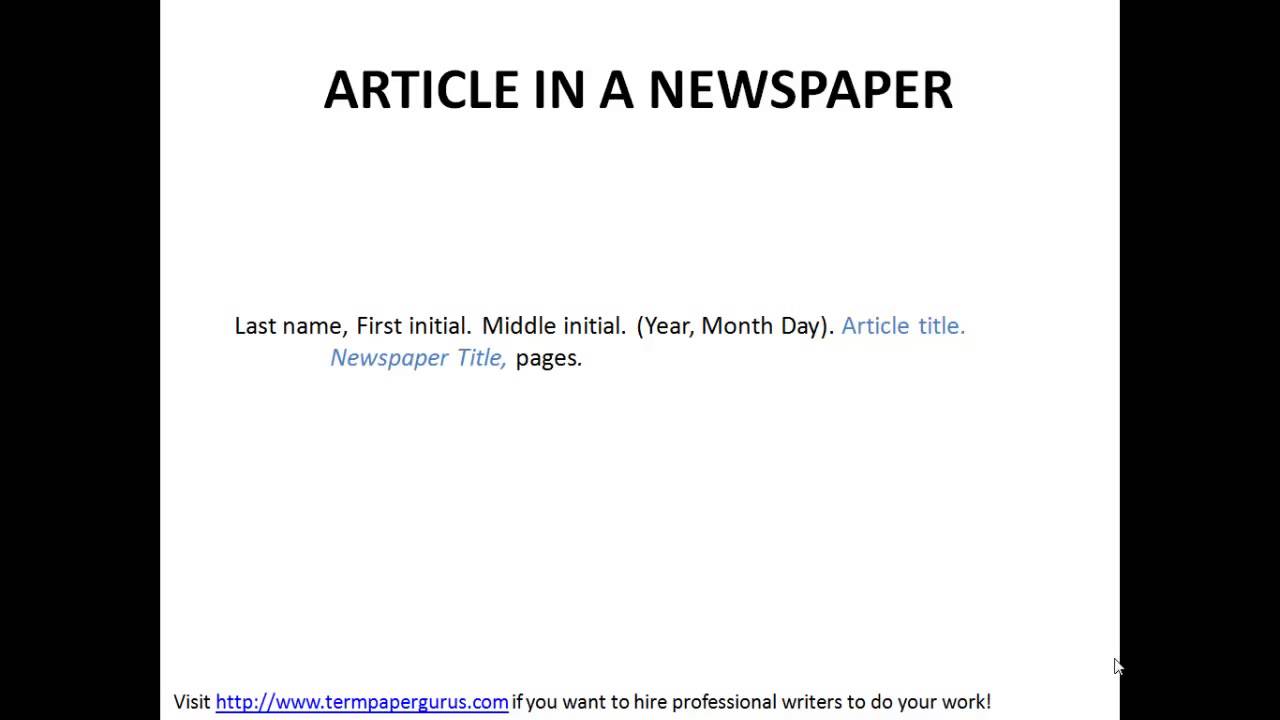 How To Cite An Article In A Newspaper In Apa Format Youtube