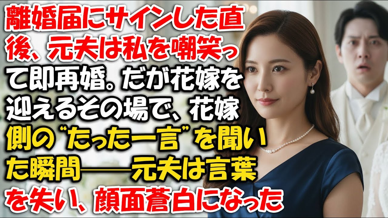 離婚届にサインした直後、元夫は私を嘲笑って即再婚。だが花嫁を迎えるその場で、花嫁側の“たった一言”を聞いた瞬間——元夫は言葉を失い、顔面蒼白になった【静かな復讐】【シニアライフ物語】