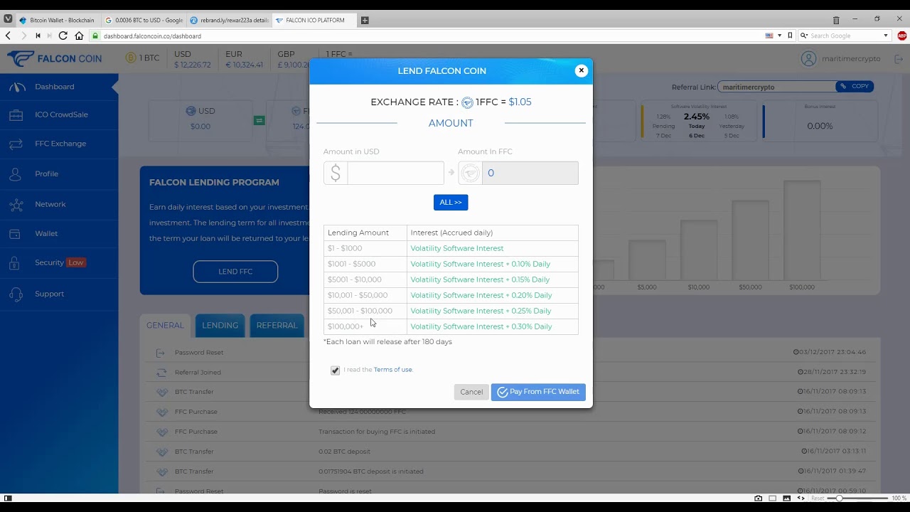 HEADS UP ICO - FALCON COIN ABOUT TO START LENDING AND TRADING PLATFORM. COIN AT $1.05.