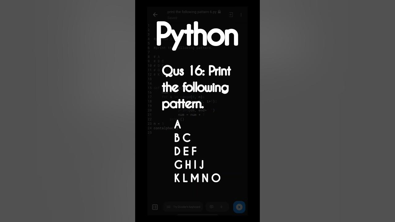 #16 Write a program to print the following pattern | Coding | Program ...