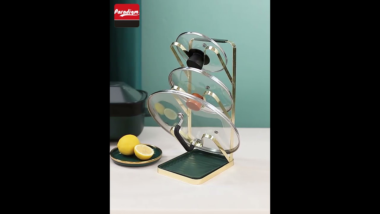 Non-slip Pot Cover Lid and Spatula Kitchenware Storage Dry Rack Utensil Holder Organizer