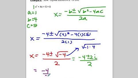 Unit 9 Lesson 3 Quadratic Equations with Complex Solutions VIDEO