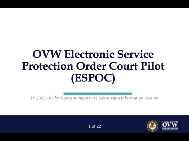 Watch OVW Fiscal Year 2025 ESPOC Pre-Submission Information Session on YouTube.
