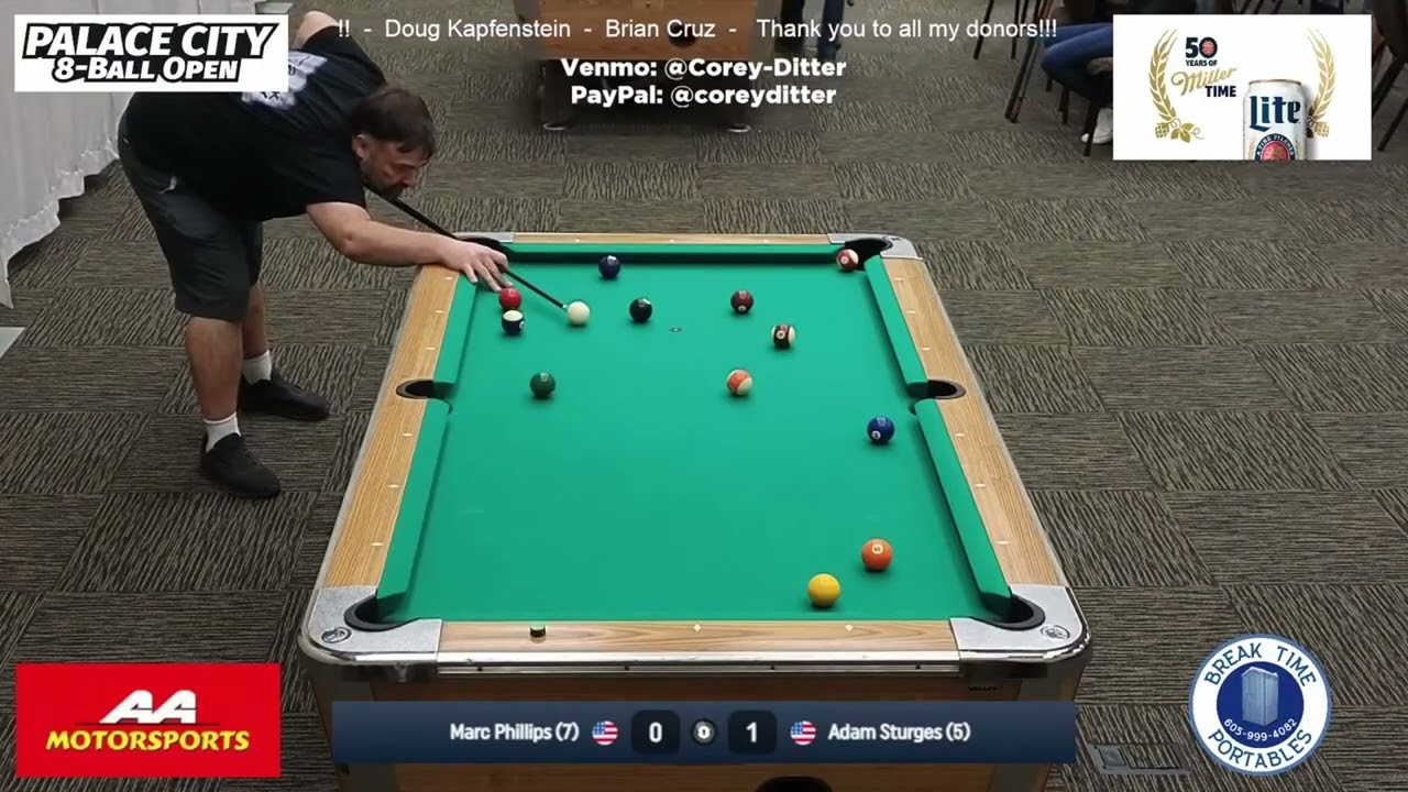 2025 Miller Lite Palace City 8-ball Open - Adam Sturges vs. Marc Phillips