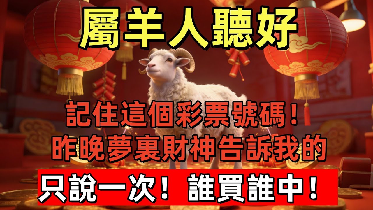 屬羊人聽好：記住這個彩票號碼！昨晚夢裏財神告訴我的，只說一次！誰買誰中！#玄运生肖#屬相運勢#生肖#家運#手寫#生肖運勢的那些事#先知#風水變化#提升運勢