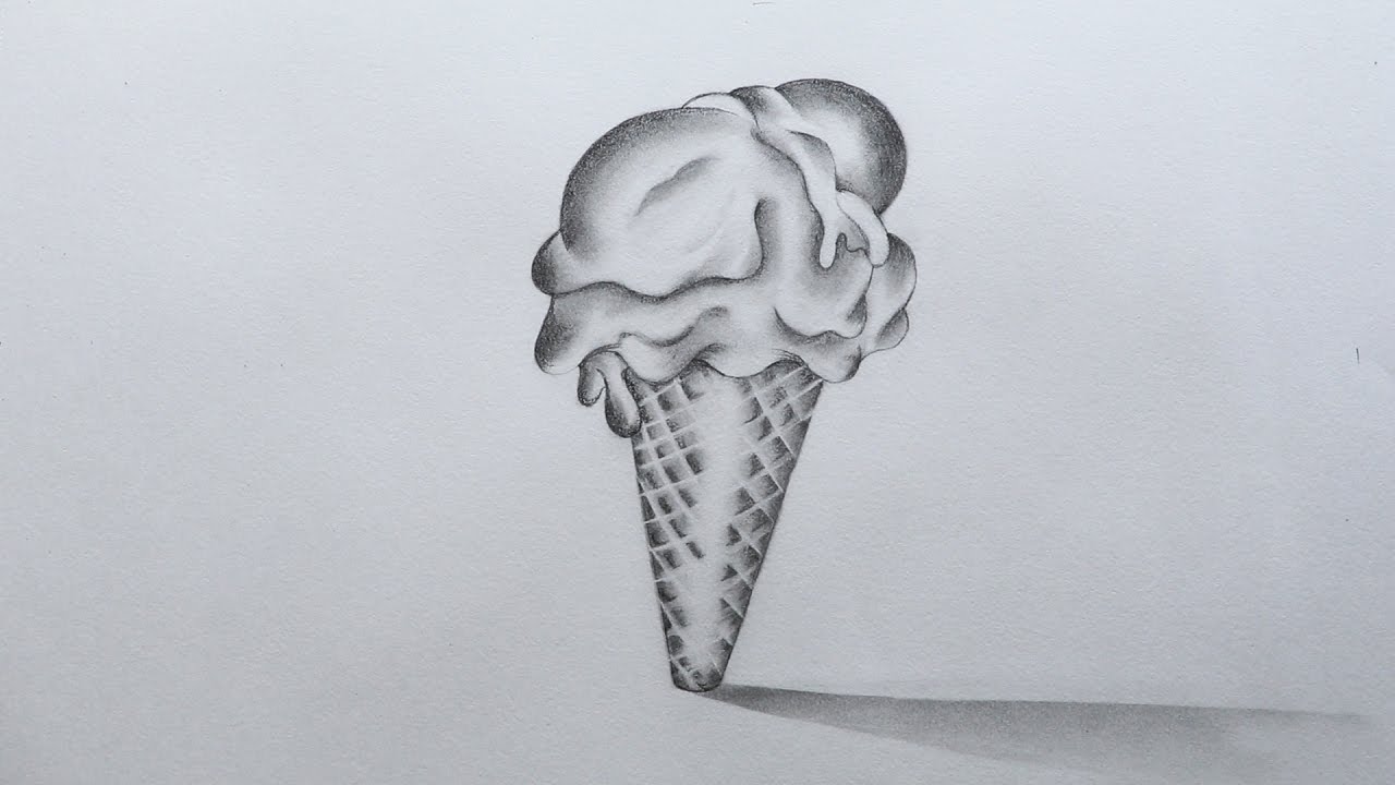 Ice Cream Drawing Shaded : How to draw scenery of summer season and ...