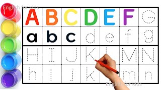 Alphabet, ABC song, ABCD, A to Z, Kids rhymes, collection for writing along dotted lines for toddler