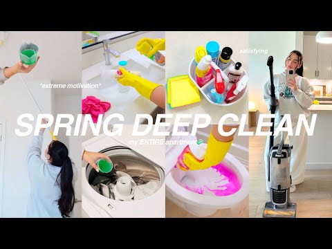 *extreme* SPRING DEEP CLEAN 🧼 organize + reset my ENTIRE apartment | satisfying & motivational