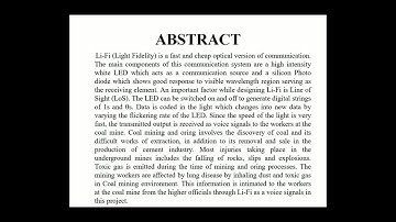 LIFI BASED VOICE TRANSMISSION FOR COAL MINE SAFETY MONITORING AND CONTROL AUTOMATION