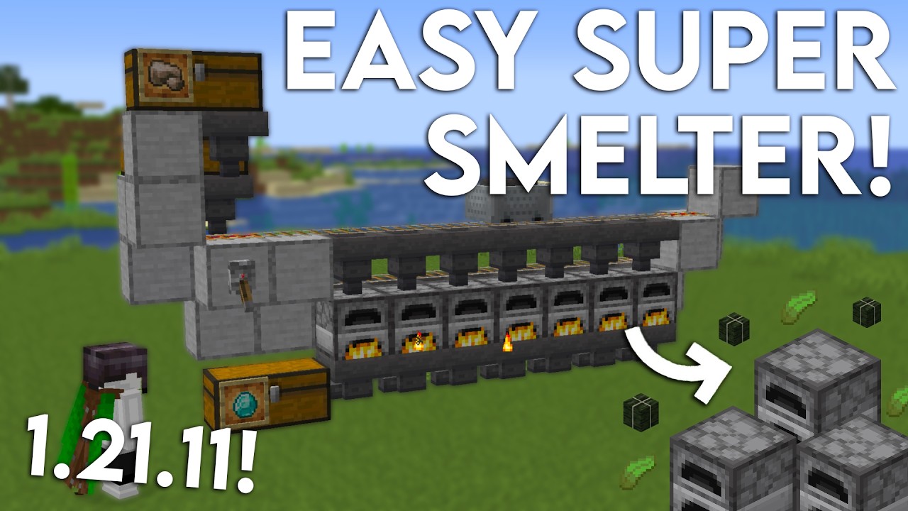 NEW Minecraft Java 1.21.11 Easiest Super Smelter – 2500 Items Per Hour!