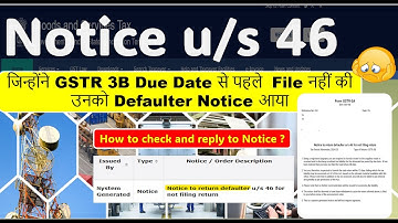 Notice on Non filing of GSTR 3B | Notice to return defaulter u/s 46 for not filing return