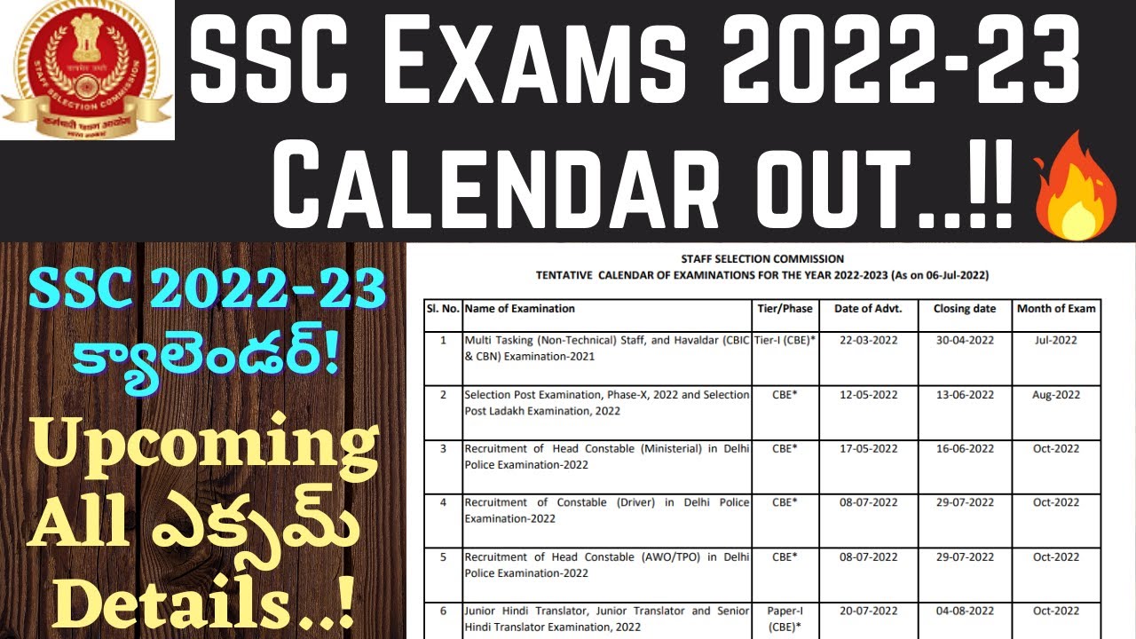 SSC Calendar 2022-23 Out | Coming Up SSC Exam Dates Updates Telugu| SSC 2022-23 EXAM CALENDAR Telugu