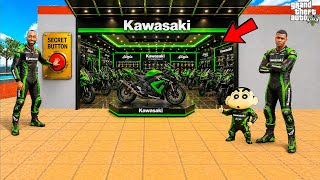 Franklin & Shinchan Found Secret Kawasaki Ninja Bike Garage in Indian Driving3D City in GTA 5 Telugu screenshot 3