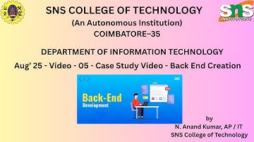 Case Study on BackEnd | Web Technology | SNS Institutions