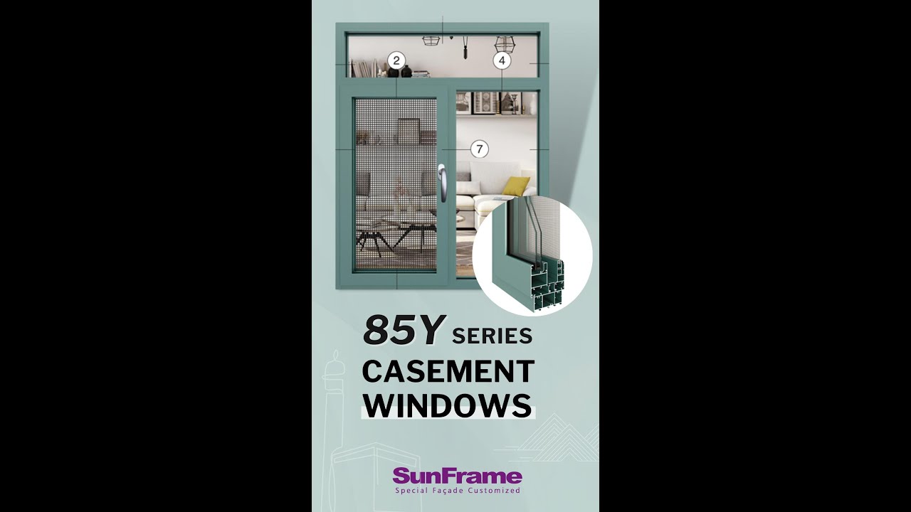 Aluminum frame casement window Window screen integrated casement window
