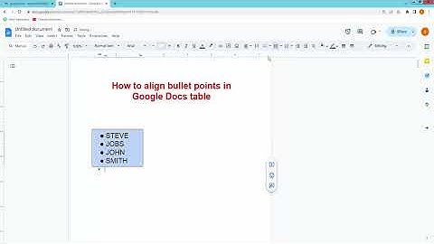 How to align bullet points in Google Docs table