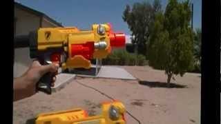 ~Range Test~ Nerf Barricade Rev 10 Stock vs. 9V Modded  ~Range Test~