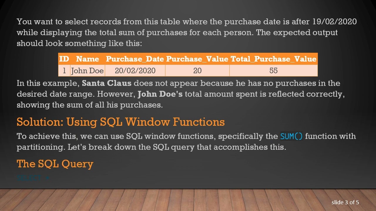 Mastering SQL to Sum Records: Show All Purchases While Filtering by Date