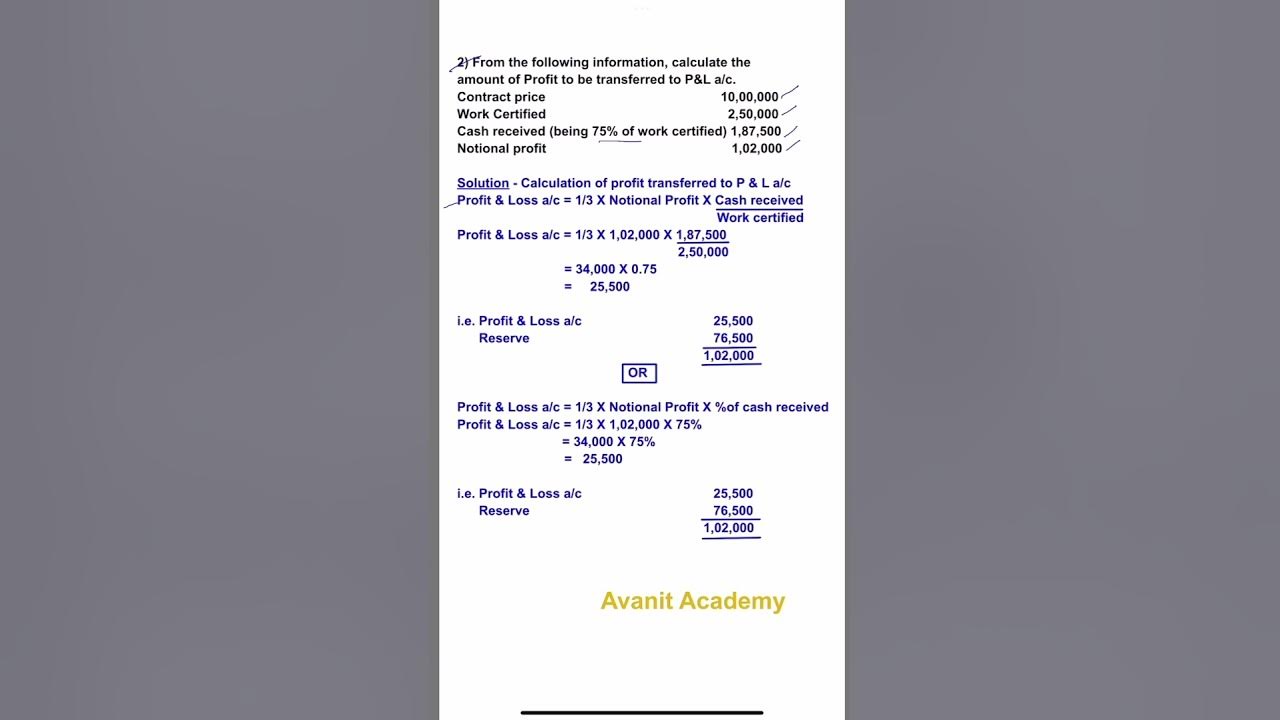 Calculation of profit on incomplete contract contract costing cost