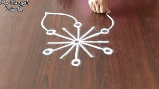 Simple Daily Kolam with 3x2 dots/Easy Rangoli Design for daily use/Small Daily Muggulu for Beginners