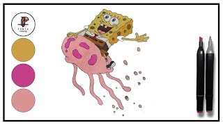 Spongebob and Jellyfish Coloring for Kids | Learn Colors for Toddler | Funtu Coloring #14
