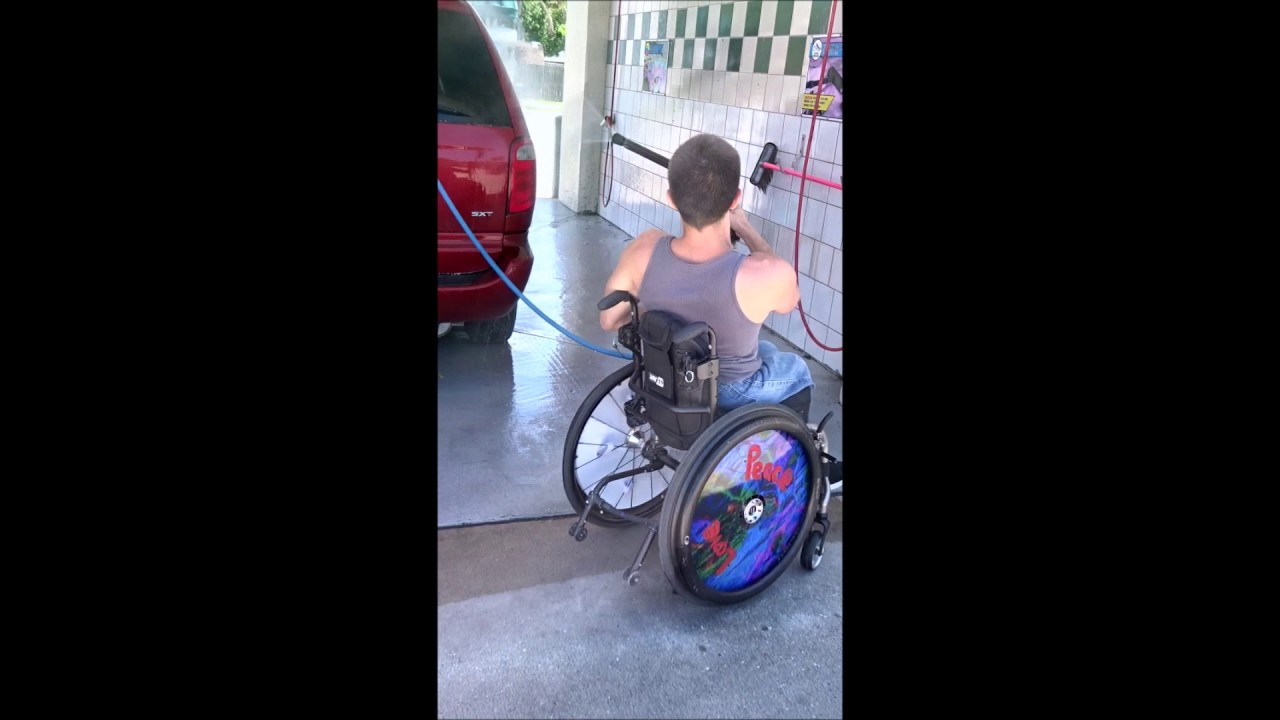 Using A Power Washer At A Car Wash (Wheelchair user) (Paraplegic) YouTube