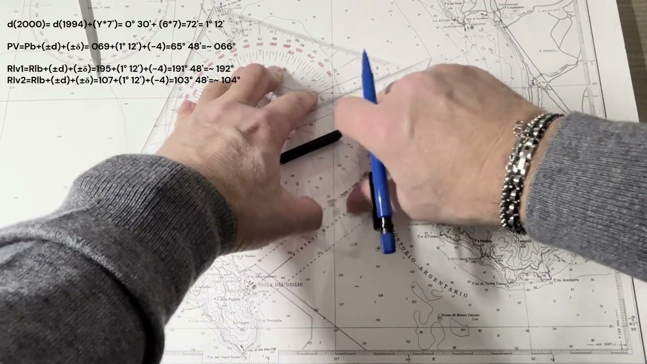 Patente Nautica ep. 75 - Carteggio Oltre Mappa 5D - Correnti (Esercizio 75 - 5.4.1-4)