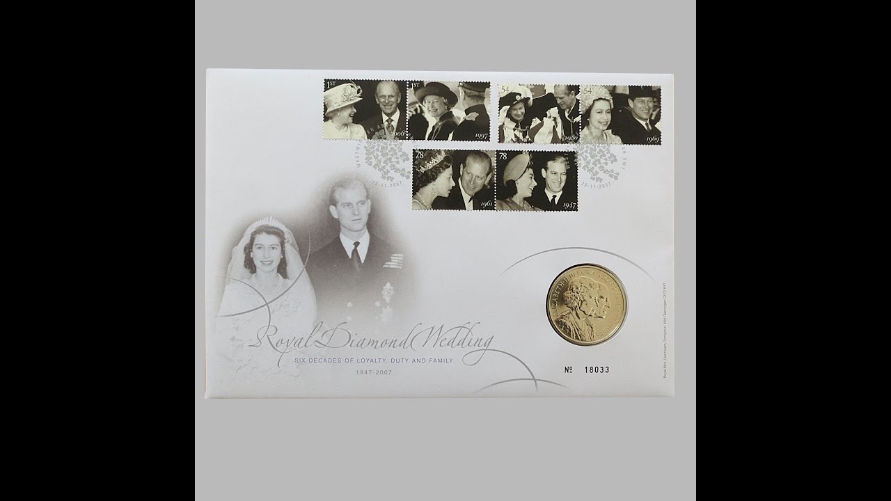 2007 Royal Diamond Wedding £5 Pounds Coin Cover - Royal Mail First Day Cover UK