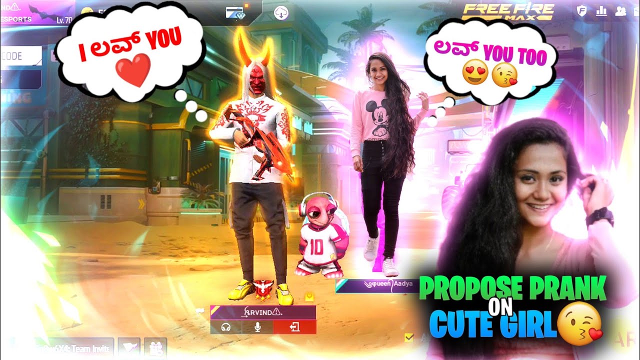 FREE FIRE KANNADA🎯 || I ಲವ್ YOU😘 || PROPOSE PRANK ಅನ್ CUTE GIRL🥰 || FULL ಮಸ್ಥಿ ಗುರು😁|| ENTERTAINMENT