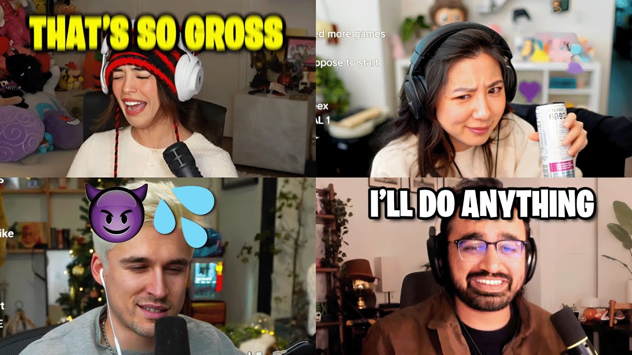 Valkyrae & Fuslie freak out at Ludwig's BROMANCE with Squeex