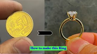 Making a Ring Out Of Coin | 50 euro cent to Ring