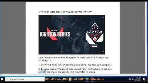 Fix error code 0 in Valorant on Windows 10
