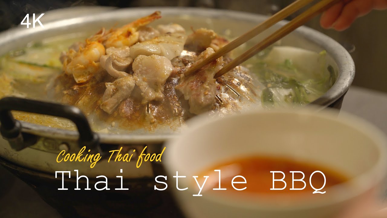 Thai food Cooking | Thai Style BBQ | หมูกระทะ | ASMR Cooking Sound