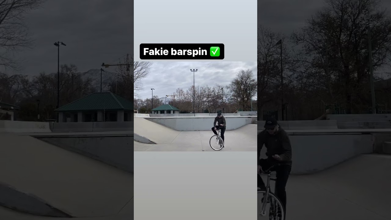 Fakie Barspin on a fixed gear bicycle