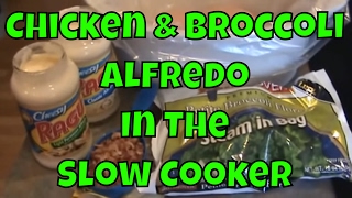 Slow Cooker CHICKEN AND BROCCOLI ALFREDO Recipe!  Easy and Delicious!