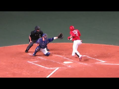 H30.09.09　4回表　会澤：死球　広島×中日　ナゴヤドーム
