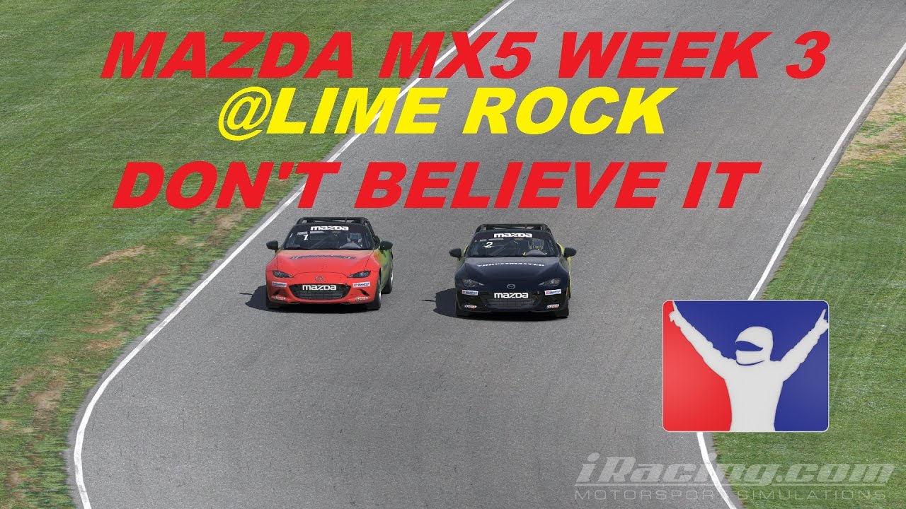 IRACING MAZDA MX5 GLOBAL WEEK 3 CLOSE FINISH STOCK SETUP @LIME ROCK driveclub ps4 offline