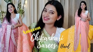 Amazon Chikankari Saree Tryon Haul Summer Clic Style In Budget