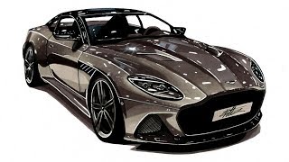 Realistic Car Drawing - Aston Martin DBS Superleggera - Time Lapse