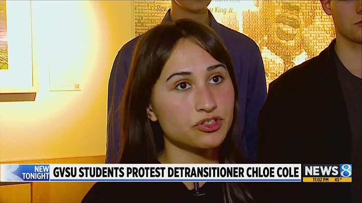 People gather at GVSU to protest speaker who detransitioned