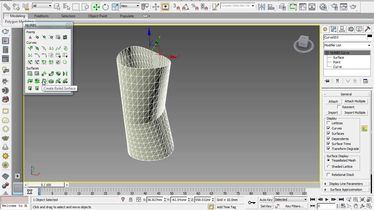 3dsMax Modeling NURBS Ruled Surface YouTube