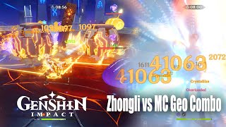 Genshin Impact - Zhongli Lv 80 Talents Lv6 Damage Test Vs Combo With Mc Geo Gameplay